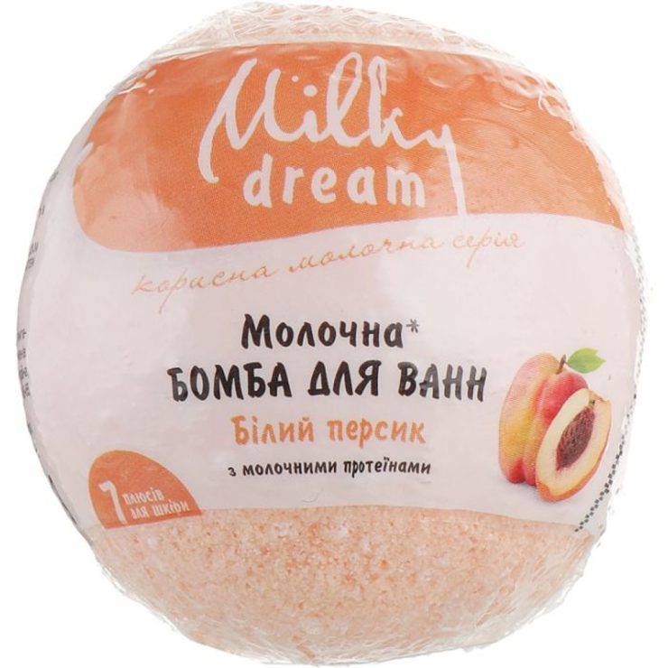 Бомба для ванн молочна «Білий персик», Milky Dream 100 г