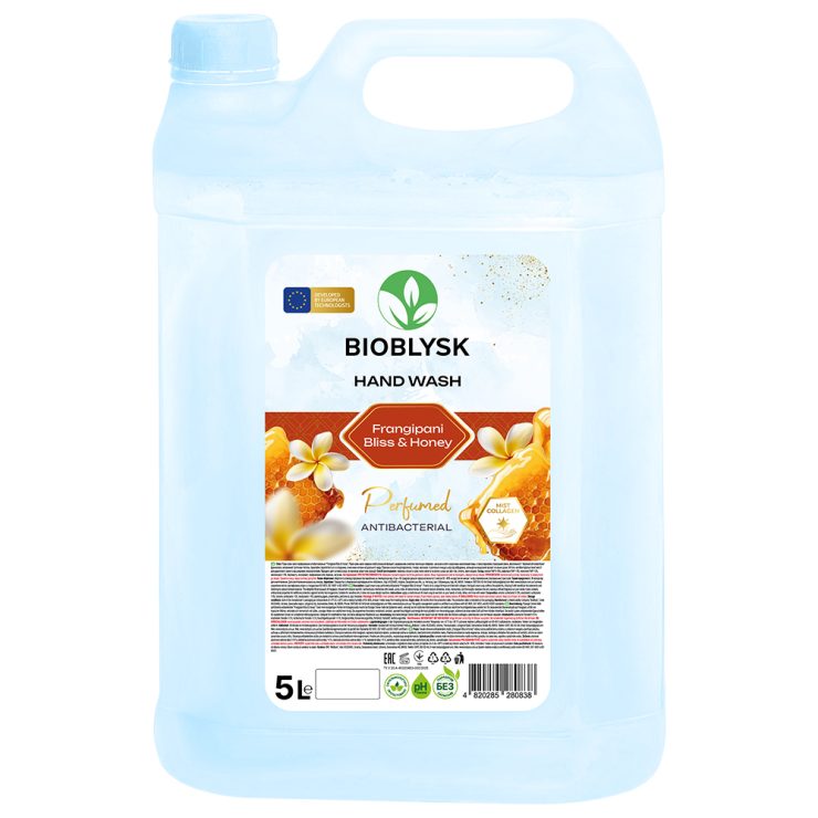 Рідке крем-мило парфумоване антибактеріальне “Frangipani Bliss & Honey”, BioBlysk 5л