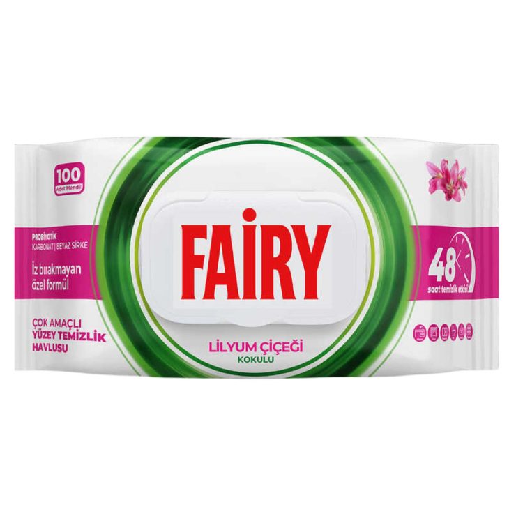 Серветки вологі для прибирання підлоги з ароматом лілії, Fairy 100 шт.