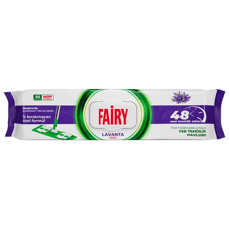 Серветки вологі для прибирання підлоги з ароматом лаванди, Fairy 50 шт.