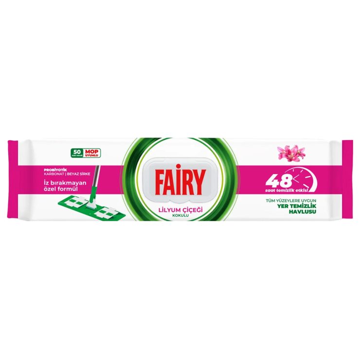 Серветки вологі для прибирання підлоги з ароматом лілії, Fairy 50 шт.