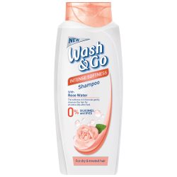 Шампунь з трояндовою водою для сухого та пошкодженого волосся, Wash&Go 360 мл