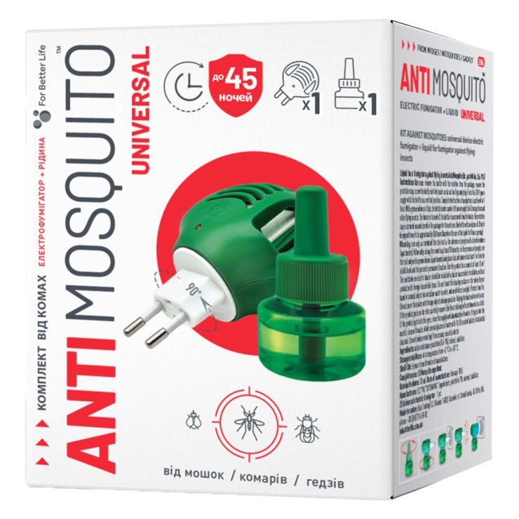 Електрофумігатор+рідина від комарів 45 ночей, Anti Mosquito