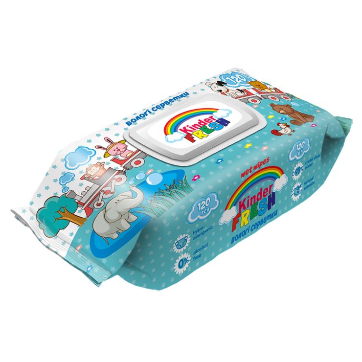 Вологі серветки дитячі 11*17см, Kinder Fresh 120 шт
