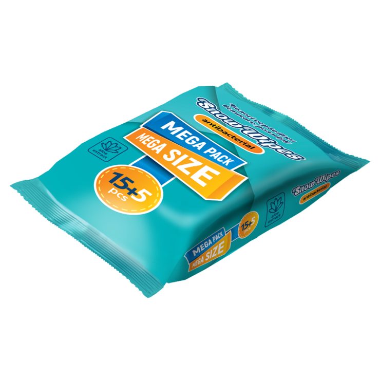 Щоденні вологі серветки антибактеріальні з екстрактом алоє, Snow wipes 15+5 шт