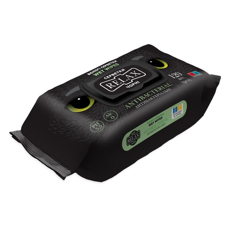 Серветки вологі антибактеріальні Black, Relax 120 шт