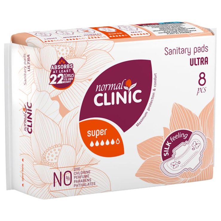 Прокладки для критичних днів Ultra Silk Feeling 5 крапель, Normal Clinic 8 шт