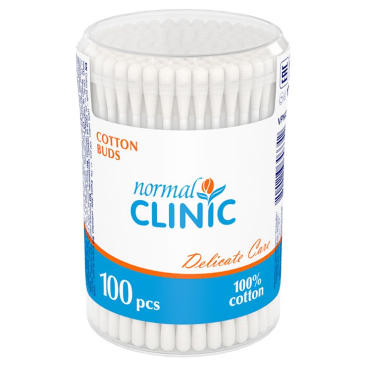 Ватні палички в круглій коробці, Normal Clinic 100 шт