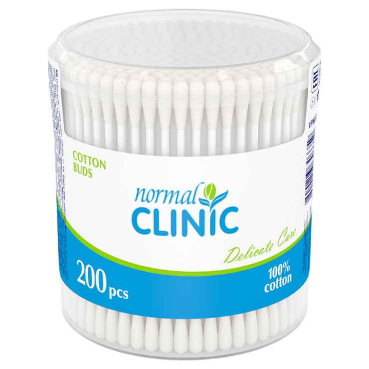 Ватні палички в круглій коробці, Normal Clinic 200 шт