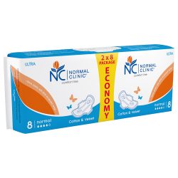 Прокладки для критичних днів Ultra Comfort Cotton&Velvet 4 краплі DUO, Normal Clinic 16 шт