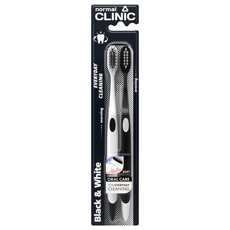 Зубна щітка Black & White soft, Normal Clinic 1+1