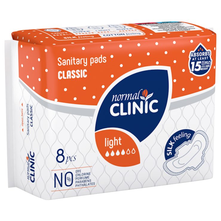 Прокладки для критичних днів Classic Silk Feeling 4 краплі, Normal Clinic 8 шт