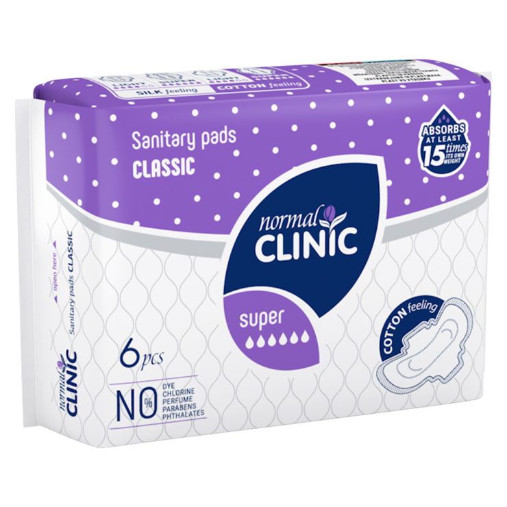 Прокладки для критичних днів Classic Cotton Feeling 6 крапель, Normal Clinic 6 шт