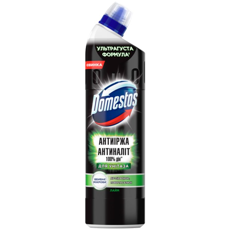 Засіб для чищення унітазу Антиналіт та антиіржа Лайм, Domestos 750 мл