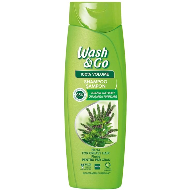 Шампунь з екстрактами трав для жирного волосся, Wash&Go 360 мл