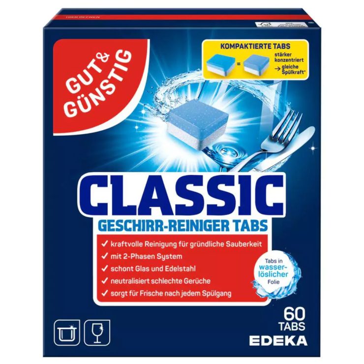 Таблетки для посудомийних машин Classic, Gut & Gunstig 60 таб.