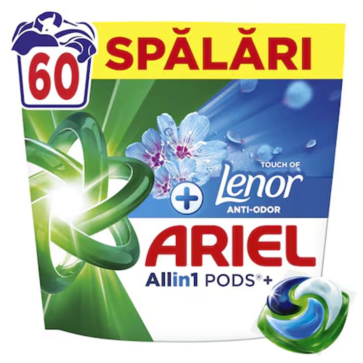 Капсули для прання All-in-1 Touch of Lenor Anti Odor, Ariel 60 шт