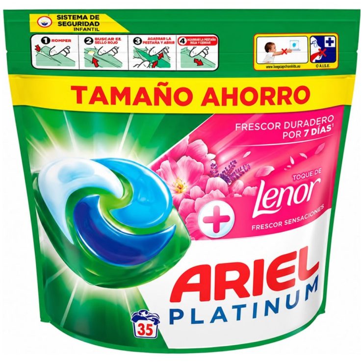 Капсули для прання Platinum + Touch of Lenor Floral Fresh, Ariel 35 шт