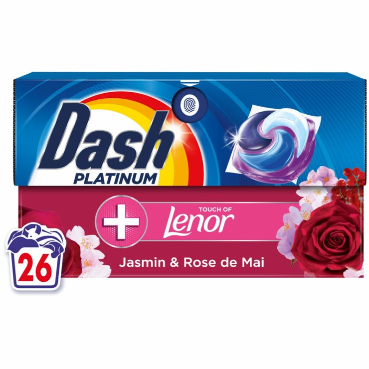 Капсули для прання Platinum 4в1 Touch of Lenor Jasmine & Provence Rose, Dash 26 шт