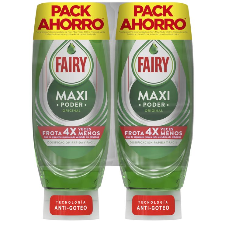 Засіб для миття посуду Maxi power concentrated, Fairy 2x450 мл