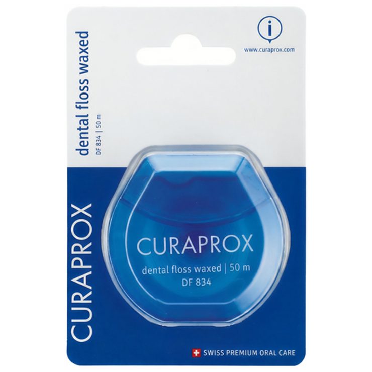 Нитка міжзубна вощена з ароматом м`яти, Curaprox 50 м